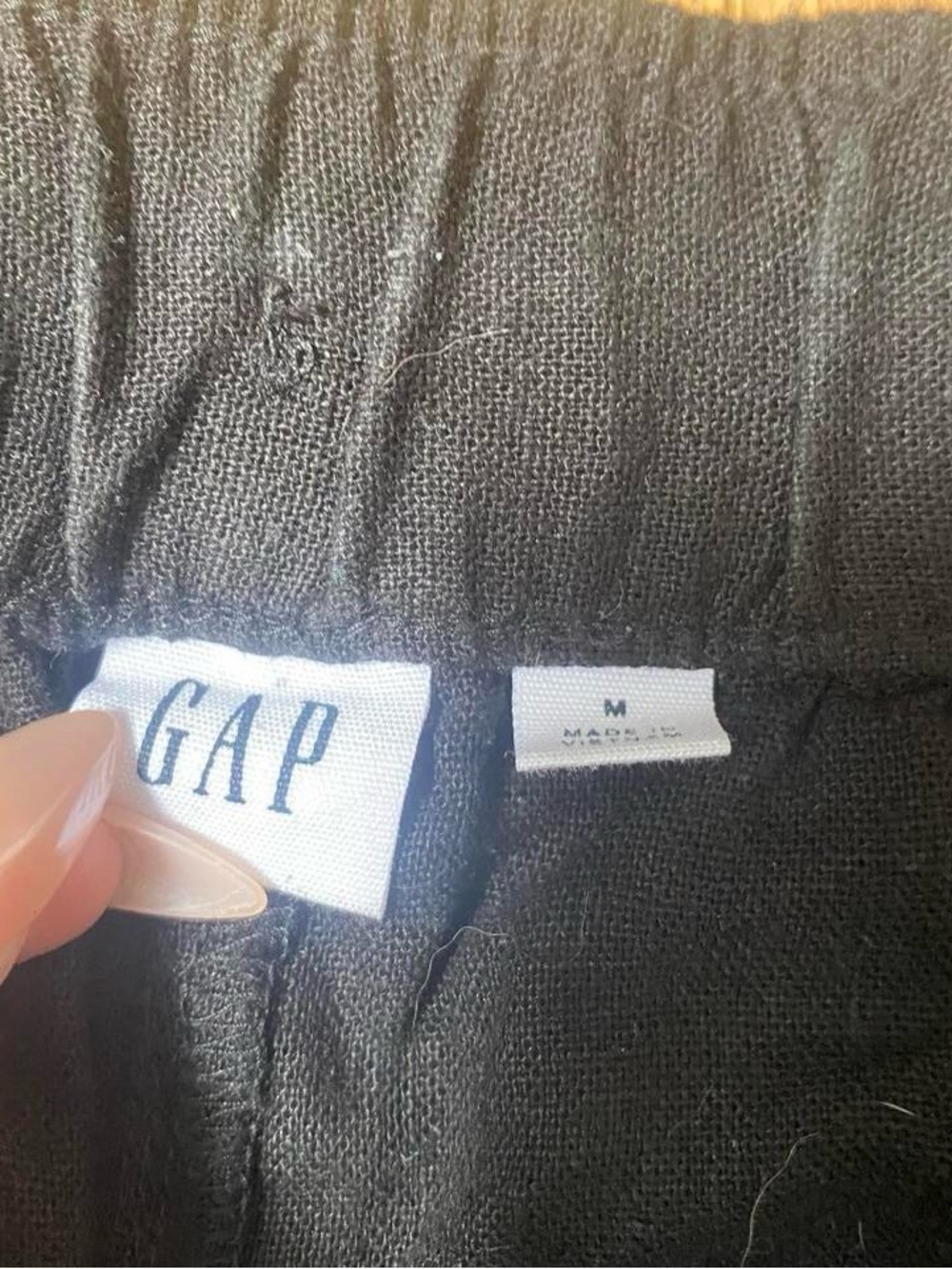 Gap Black Wide Leg Linen Pants with Pockets and Elastic Waistband - Picture 3 of 6